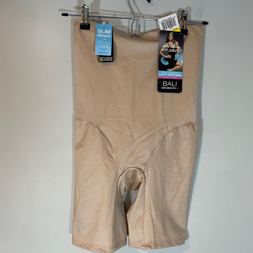 Bali One Smooth U Hi-Waist Thigh Slimmer Nude Firm Control Shapewear 8097 Medium